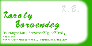 karoly borvendeg business card